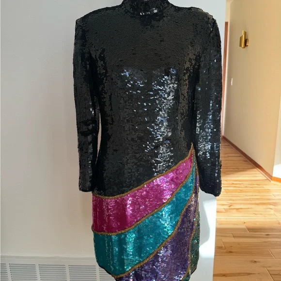 Mob wife glam dress, vintage Scarlet Rage,colorful - Picture 11 of 16